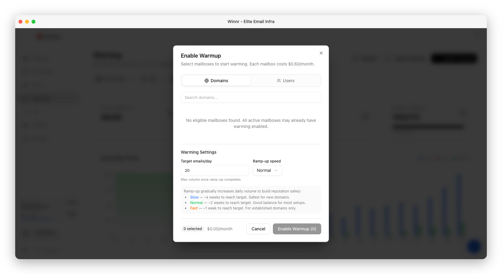 Enable warmup settings